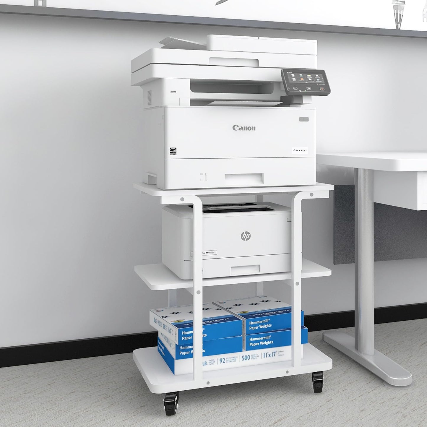 PUNCIA 3-Tier Laser Printer Stand with Storage Heavy Duty Rolling Cart