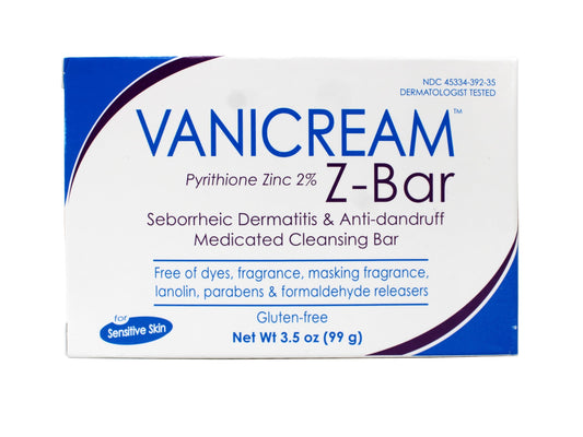 Vanicream Z-Bar | Medicated Cleansing Bar for Sensitive Skin | Maximum OTC Strength Zinc Pyrithione 2% | Helps Relieve Itching, Redness, and Flaking |