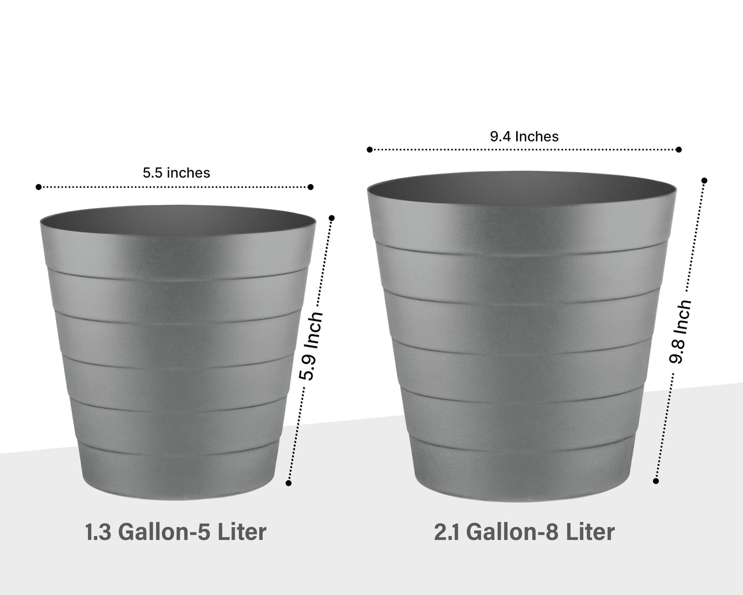 Zuvo Waste Paper Bin 5L, Wave Design Bin for Bedroom and Office, Grey