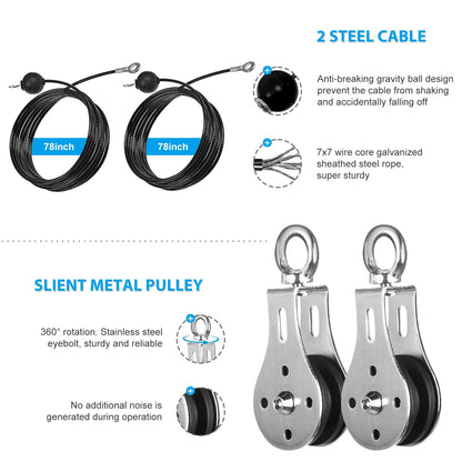 Cable Pulley System Home Gym, Weight Cable Pulley System Fitness Dual Cable Pulley Attachment Home Gym Equipment for LAT Pull Down, Arm Workout