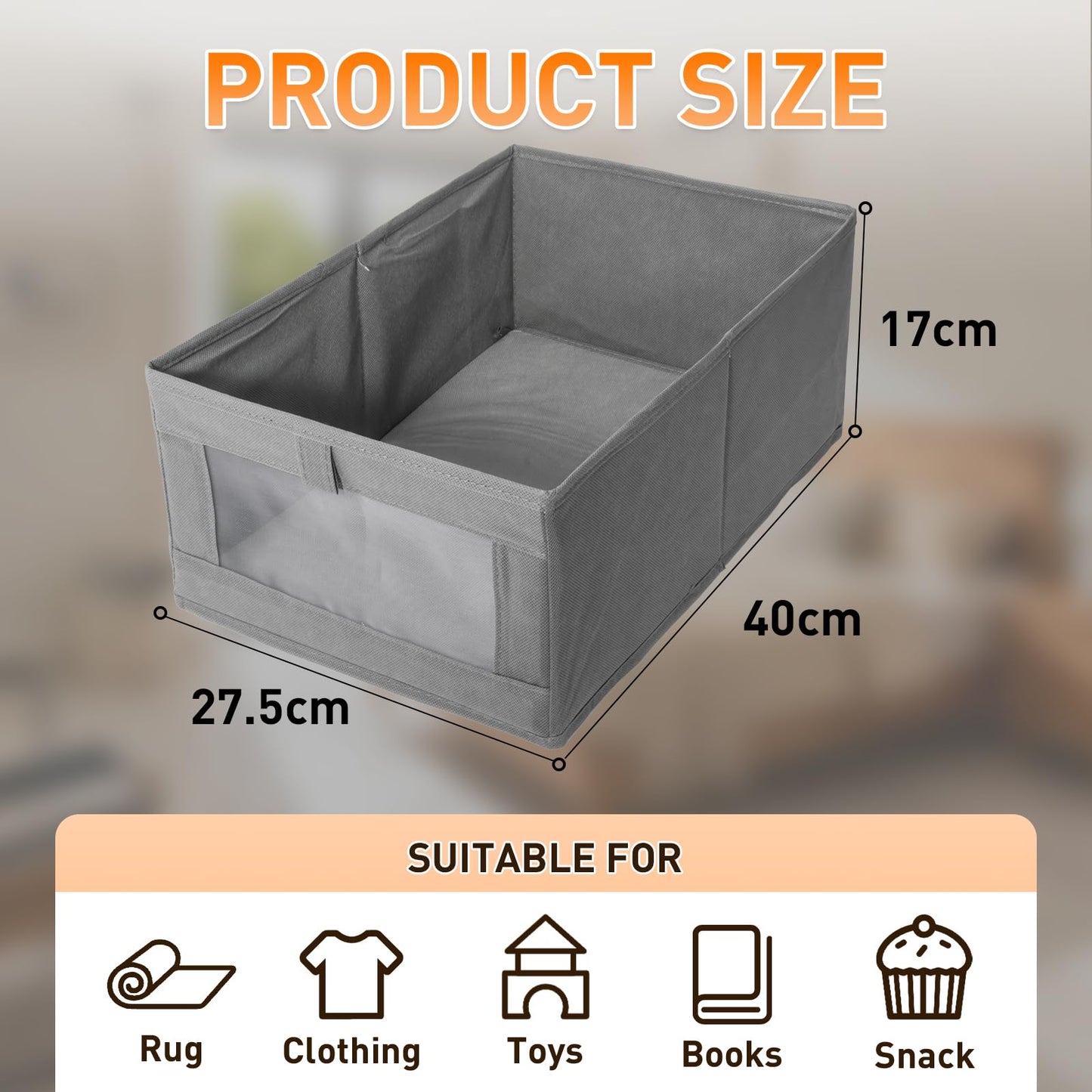 lisetar 4 Pack Foldable Linen Wardrobe Storage Organiser with Clear Window — Clothes Organiser for Wardrobe