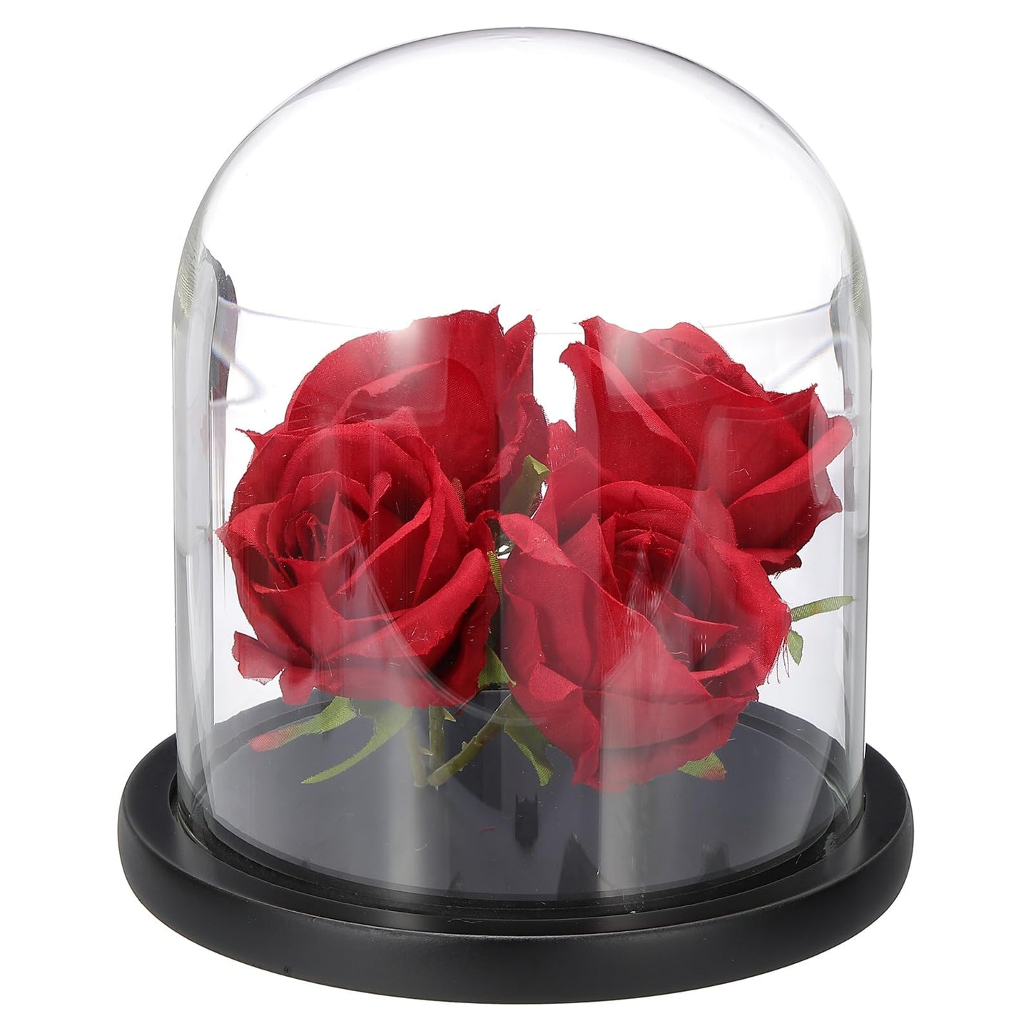 sourcing map Glass Cloche Display Dome, 6.6" x 5.9" Glass Dome Display Case Wood Base Tabletop Jar Case Decorative Bell Jar for Plant Home Decor