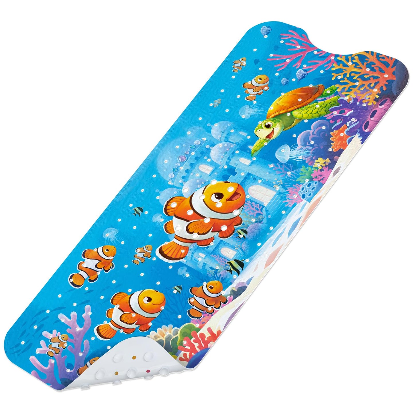 SHUCHING Cartoon Clownfish Bath Mat Non Slip Kids, 100 X 40 cm Extra Long Baby Bathtub Mat Anti Slip
