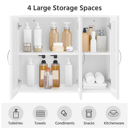 Yaheetech Bathroom Wall Cabinet, 3 Doors, 75 × 31 × 60 cm, White