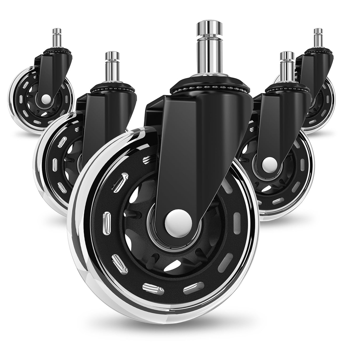COSYLAND Office Chair Wheels Replacement For All Floors - 10x22mm Rubber Wheels For Office Chair Set Of 5 – Smooth & Silent Desk Chair Rollers