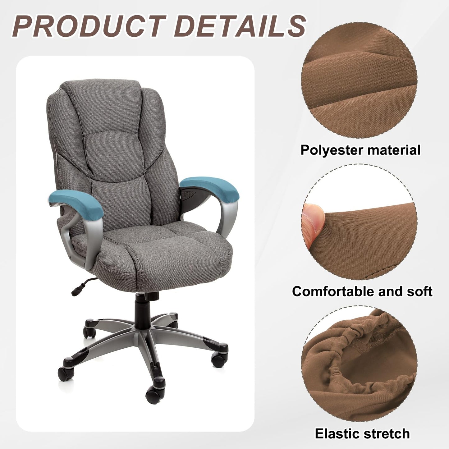 sourcing map Chair Armrest Slipcovers Covers, 32 x 8cm Polyester Removable Seat Hand Rest Protector for Office Chairs Desk Chair(Brown)
