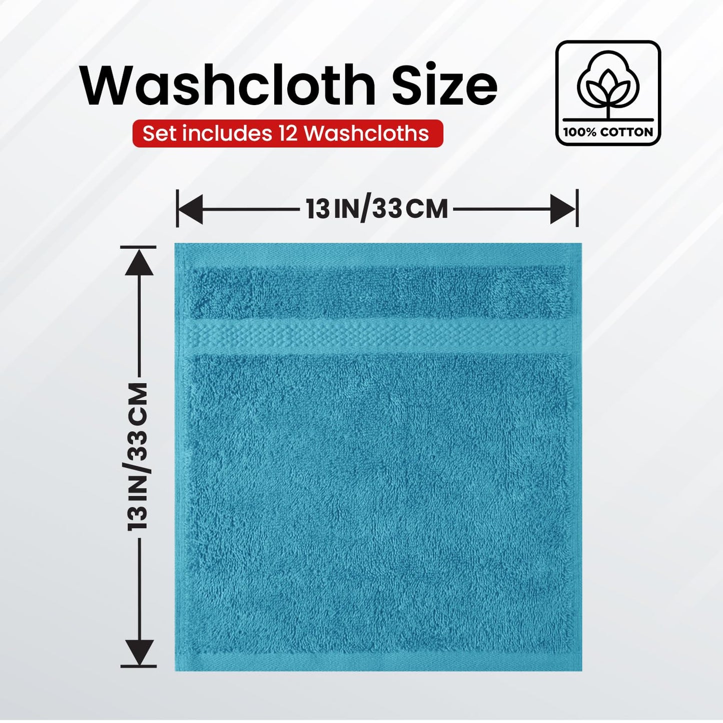 Infinitee Xclusives 100% Cotton Luxury Wash Cloths for Showering - 12 Pack