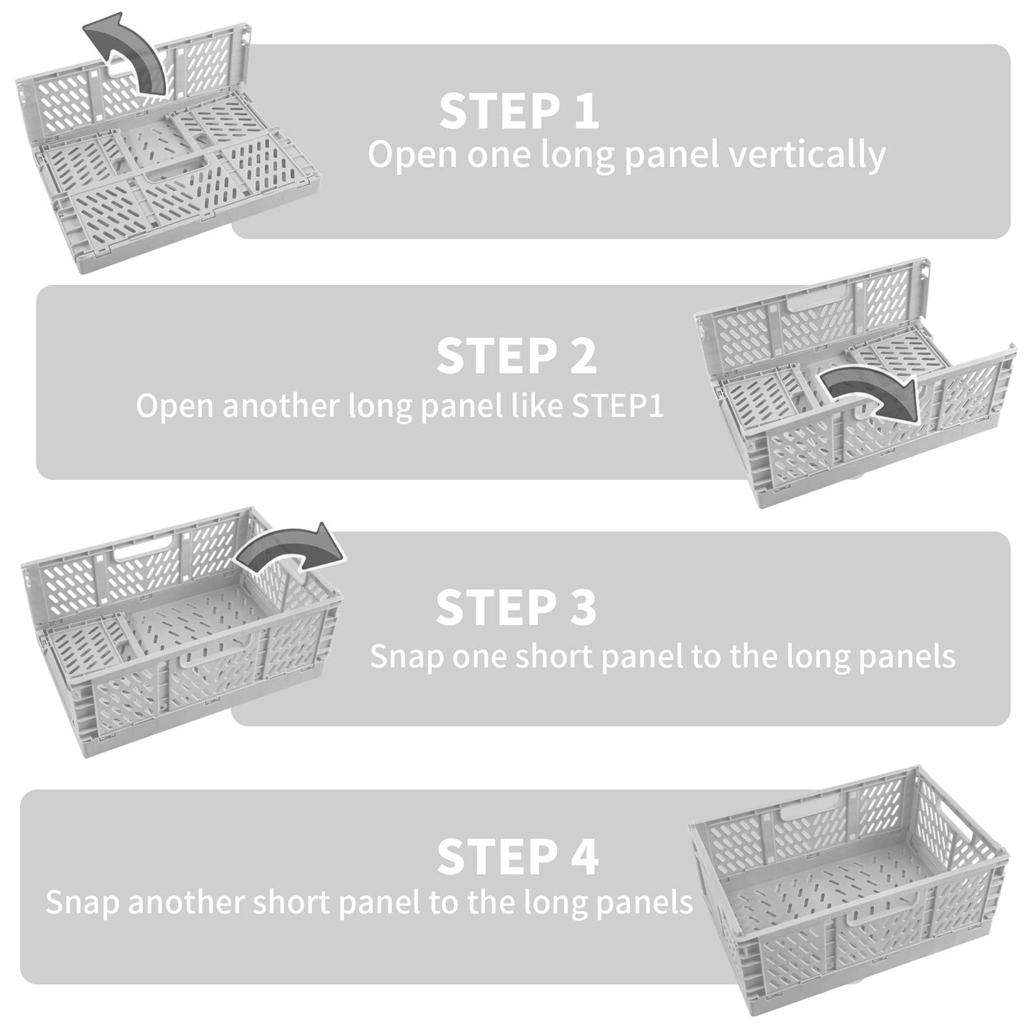 Spesh 2 Pcs Collapsible Storage Boxes Stackable Storage Baskets Folding Plastic Crates Foldable Crate Bins with Handles for