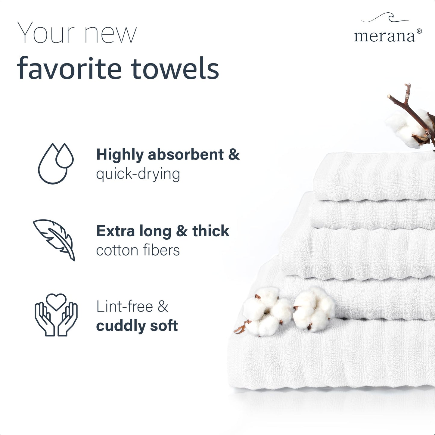 Merana OSLO towel set | quick-drying, soft & lint-free | terry luxury quality | 100% cotton terrycloth | OEKO-TEX | 590 GSM | guest & face towel
