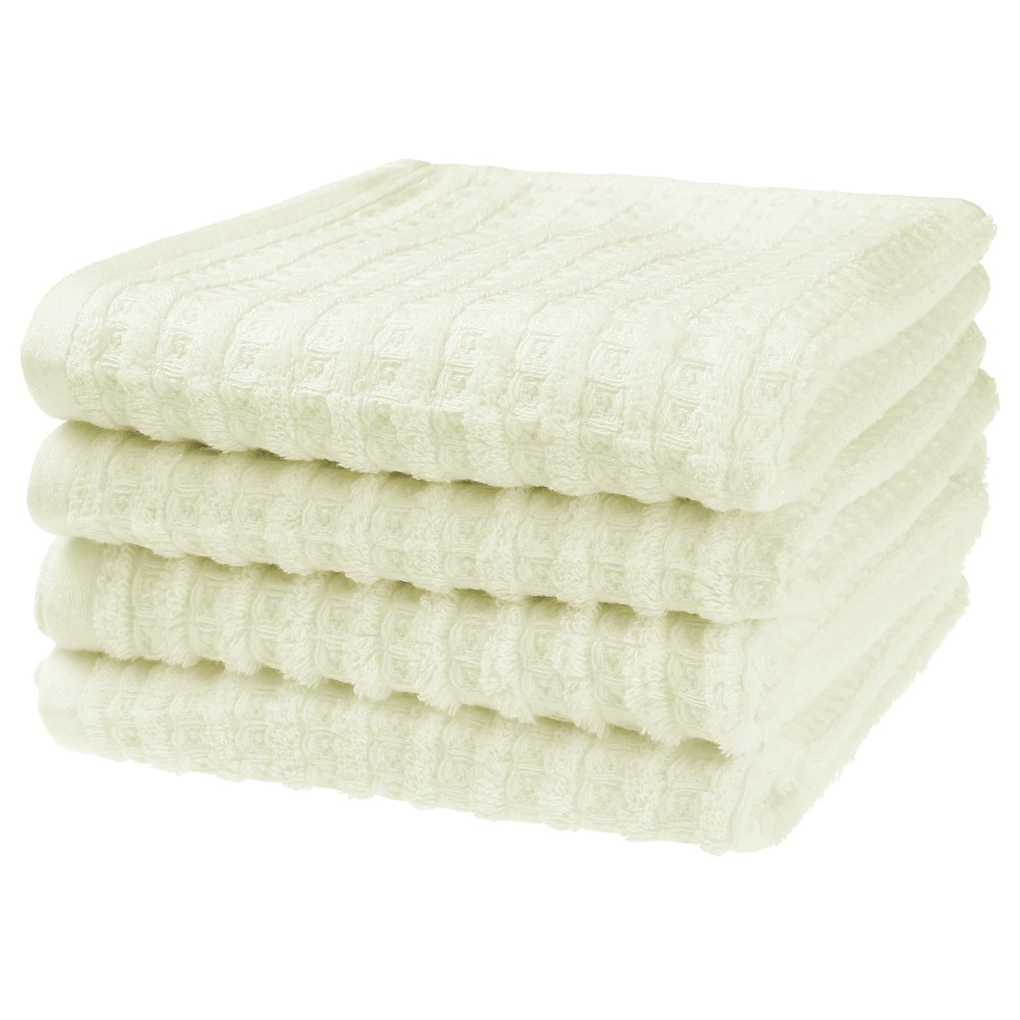 Uxcell 100% Cotton Home Soft Absorbent Hand Towels 35 x 80Cm, Waffle Weave Towel Sets for Bathroom, Kitchen White Pack of 4