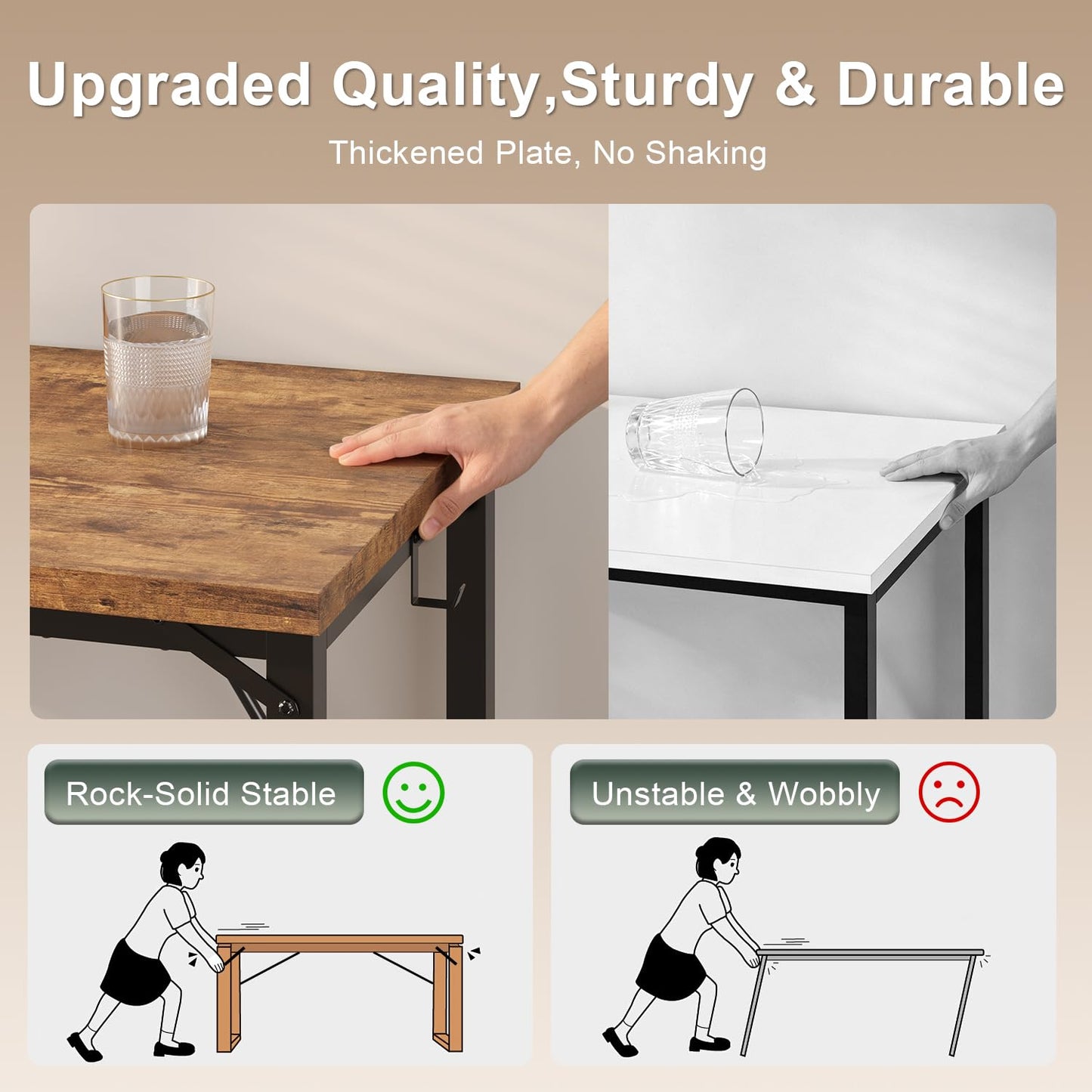 JUMMICO Computer Desk Table Workstation 140 x 50 x 75 cm for Office Living Room Bedroom Simple Assembly Industrial Design Black Desk Metal