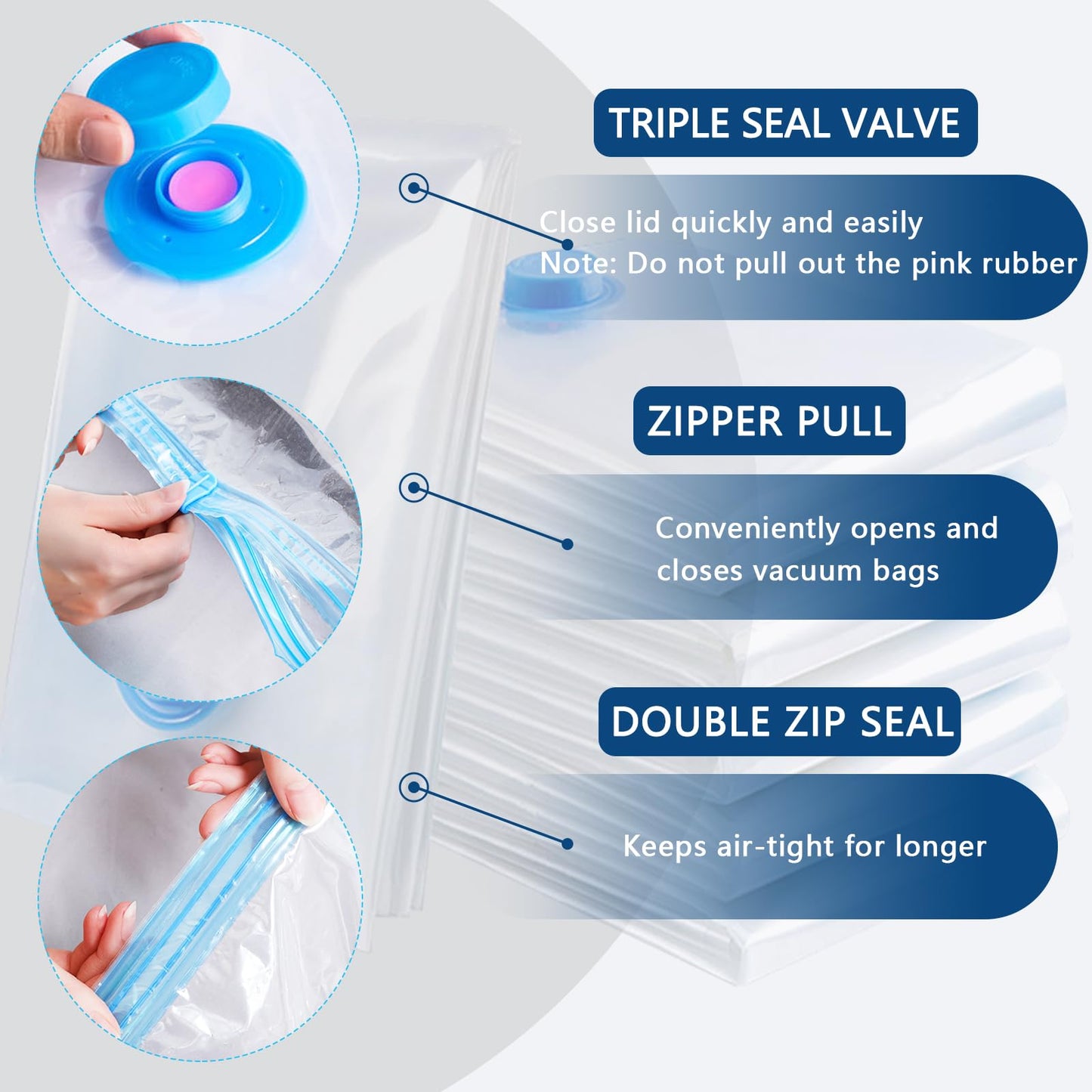 Vacuum Storage Bags - 4 Pack Extra Large (100X130cm) Space Saver Sealer Compression Bags, Reusable Vacuum Bags for Storage Clothes, Duvets, Bedding