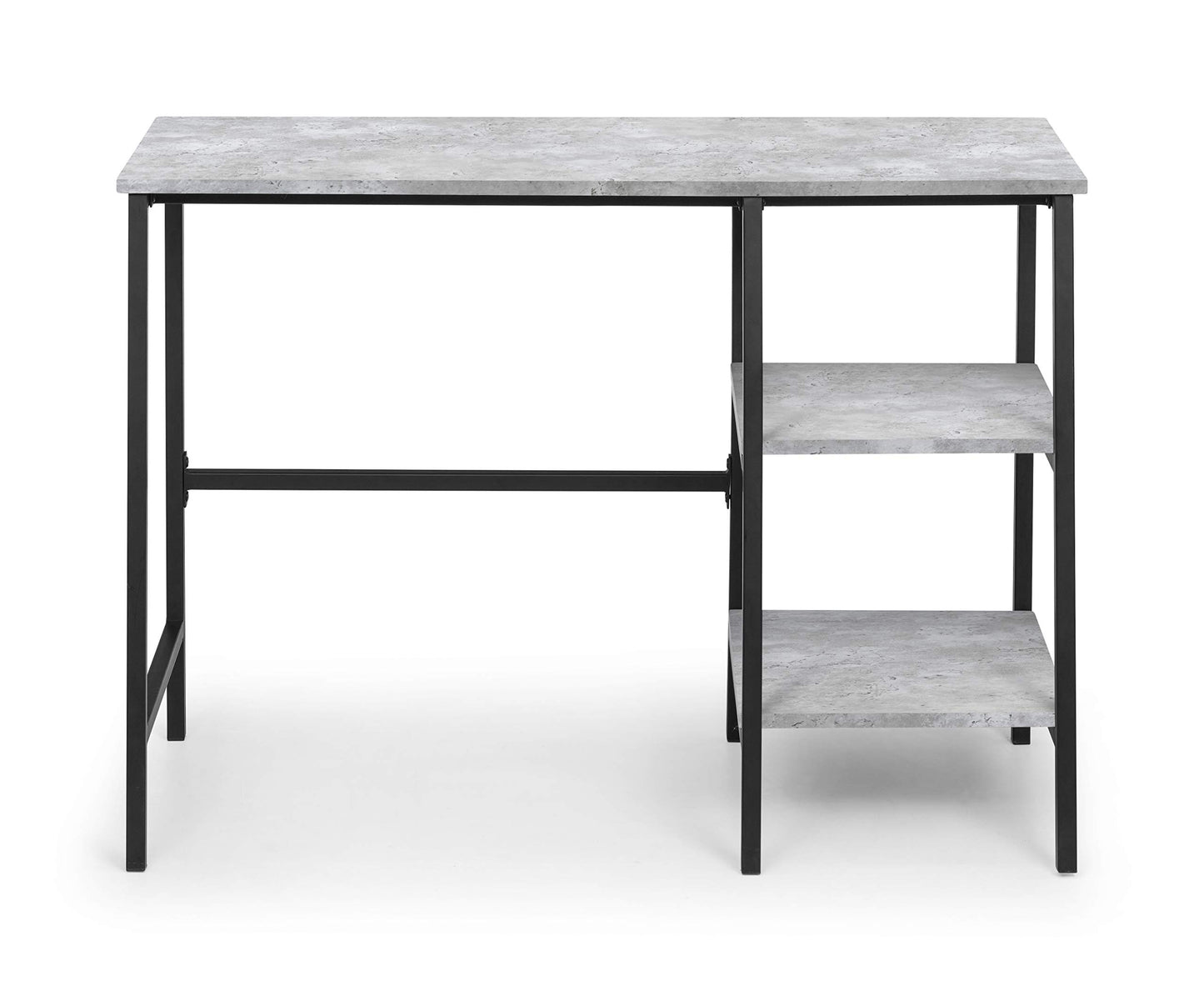 Julian Bowen Staten Desk with Shelves, Concrete Effect - H72 x W104 x D45cm