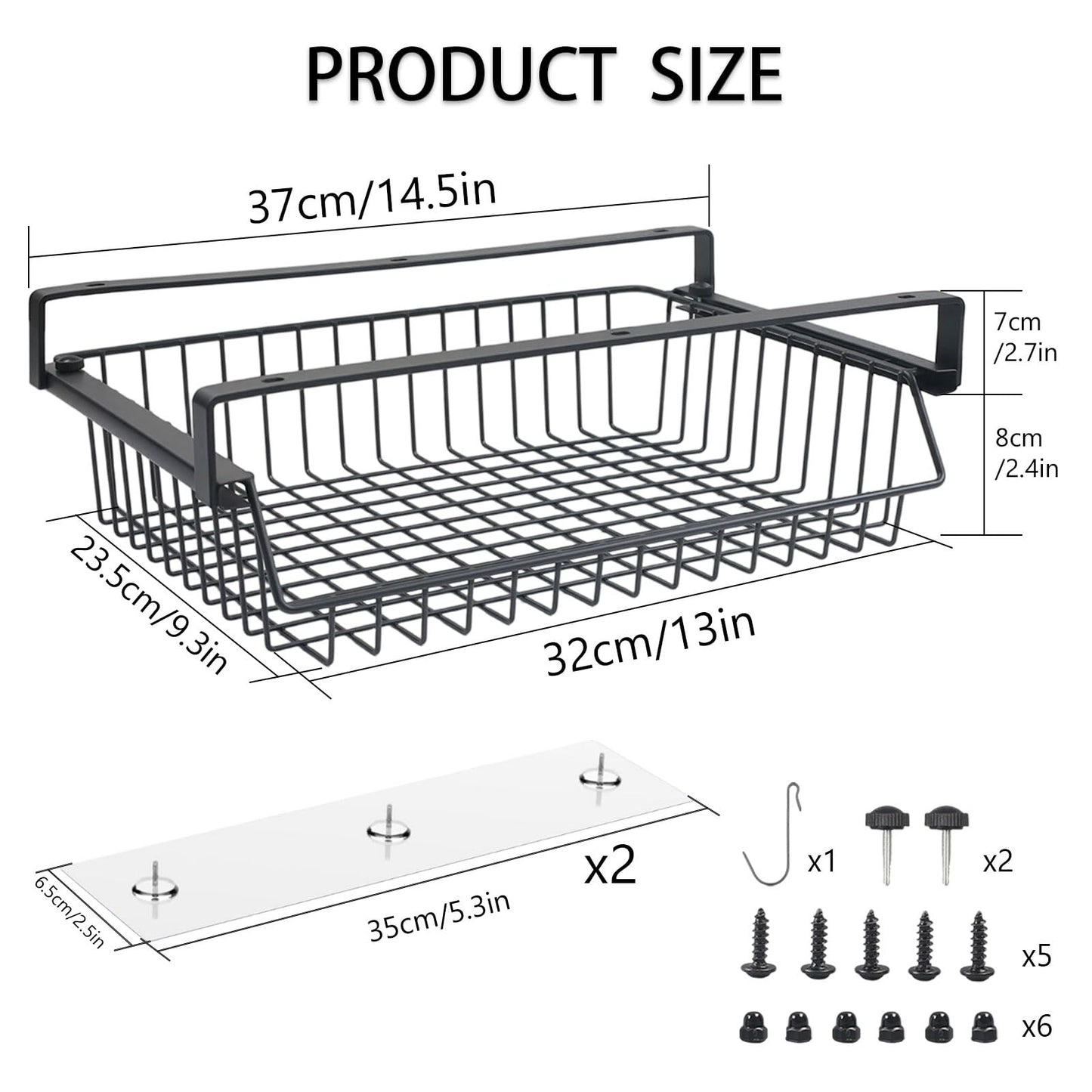 Gemsaya Under Desk Drawer Organiser, Self-Adhesive Hidden Pull Out Shelf Storage Drawer Box