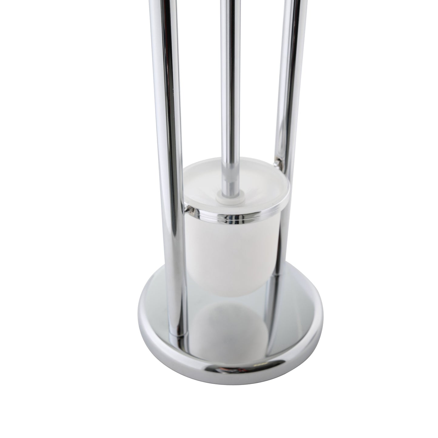axentia Marino Freestanding Toilet Roll and Brush Set, Chromed Steel Toilet Brush and Paper Roll Holder Set, Round Base Bathroom Stand