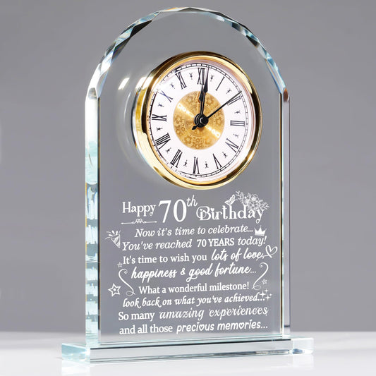 Ornalrist 70th Birthday Quartz Clock Gifts for Women Men, Happy 70th Birthday Presents Blessing for Friends Mum Her Turning 70 Years Old