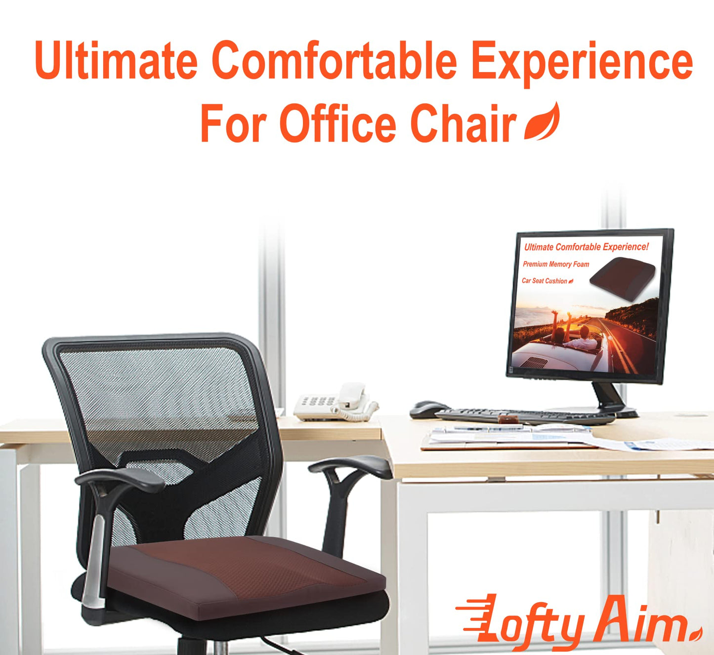 Lofty Aim Car Seat Cushion, Memory Foam Car Seat Cushions for Long Driving