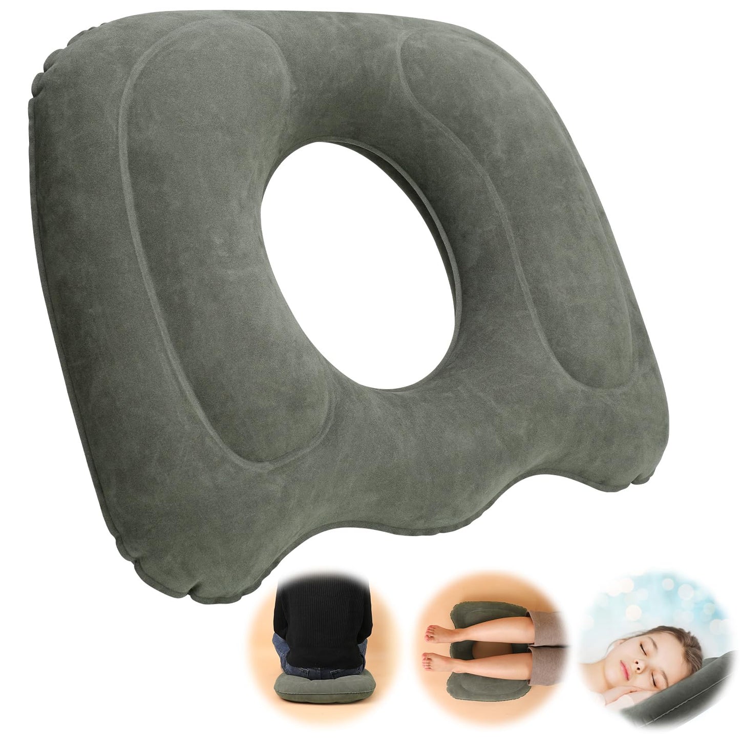 Inflatable Donut Pillow Hemorrhoid Cushion Dark Grey Doughnut Cushion