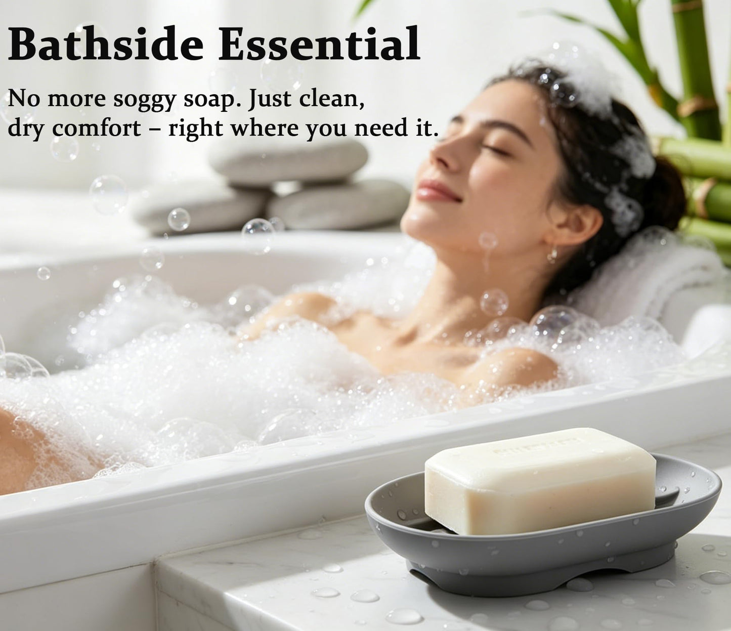 2-Pack Silicone Soap Dish Holder -Flexible Soap Box Self-Draining, Anti-Slip Soap Tray for Shower, Bathroom & Kitchen Countertop or Shelf