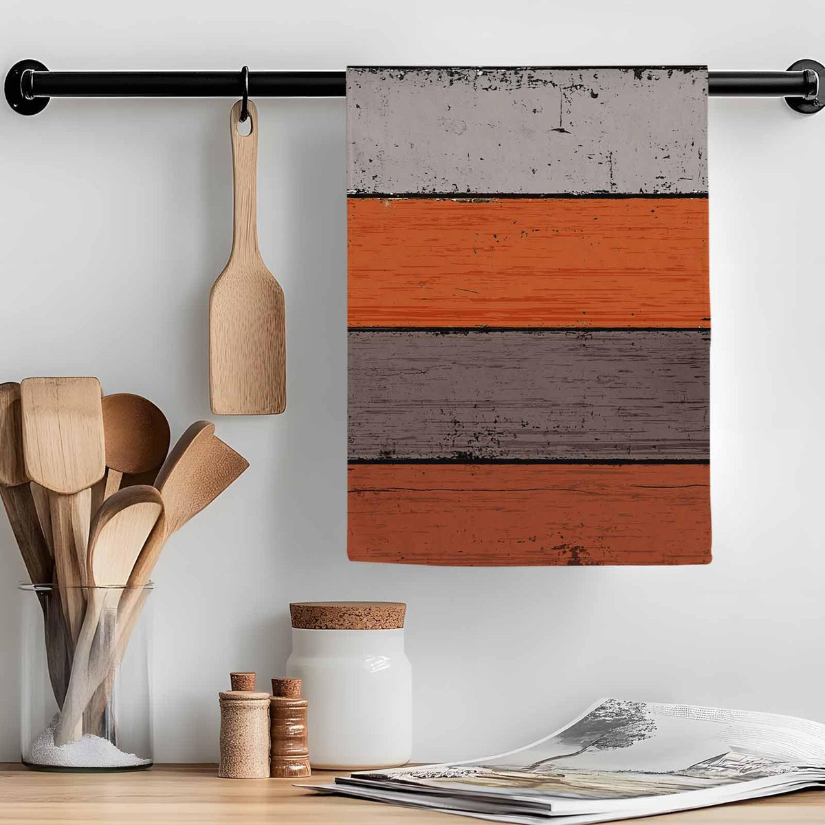 Cotton Kitchen Towels 3 Pack 18 X 28 Inch Farmhouse Rustic Barn Door Burnt Orange Grey Super Soft Tea Towels/Bar Towels/Hand Towels Absorbent