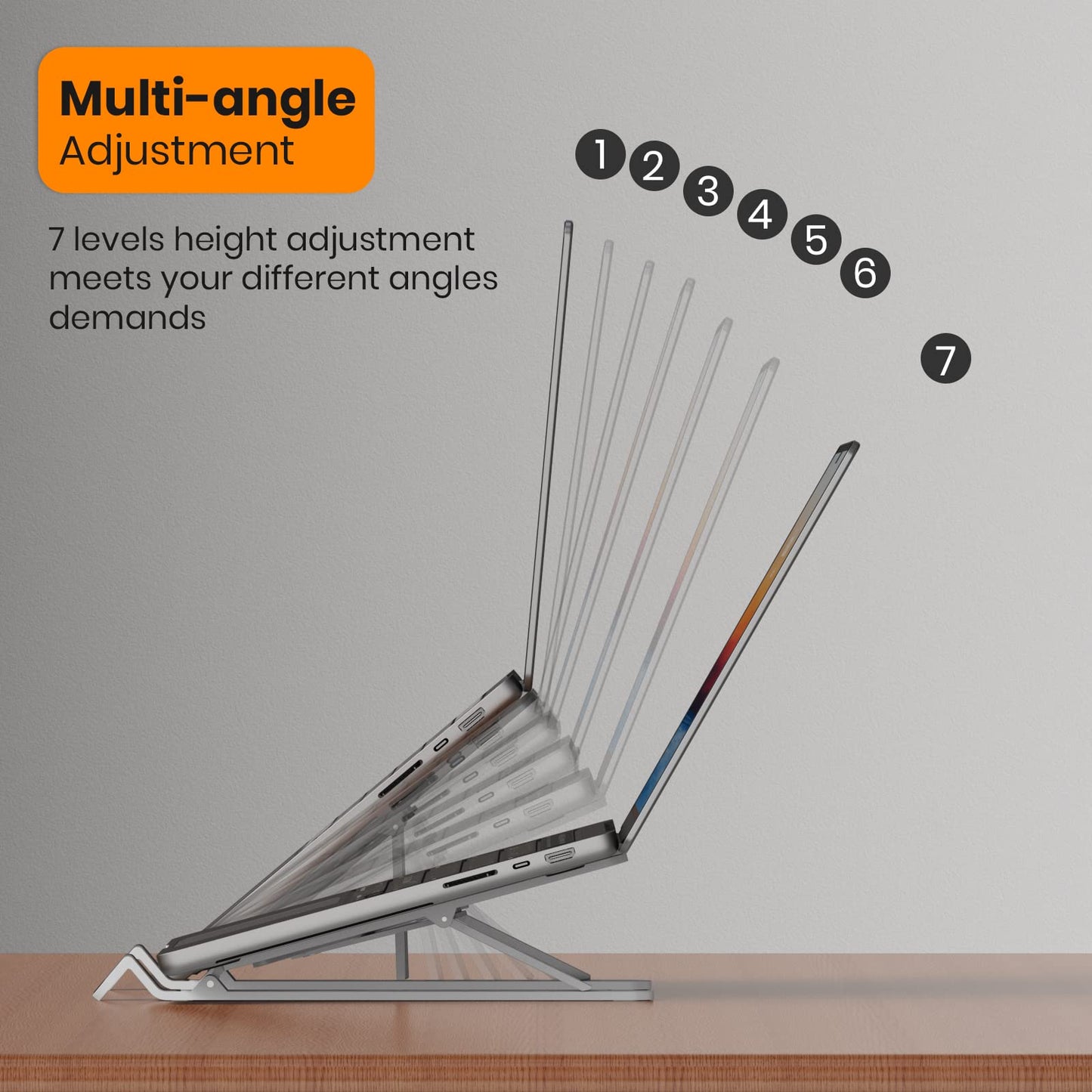 Portable Laptop Stand wi/Carry Bag - Klearlook 7-Level Adjustable Laptop Riser, Foldable ABS+Silicone Laptops Holder for Desk