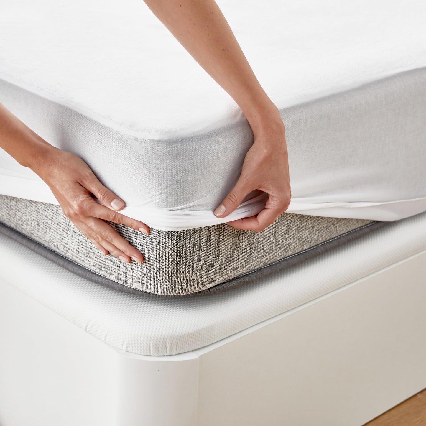 Pikolin Home - Pack of 2 Waterproof Terry and Breathable Absorbent Mattress Protector, Oeko-Tex Certified, for 90 cm Beds, up to 32 cm Height