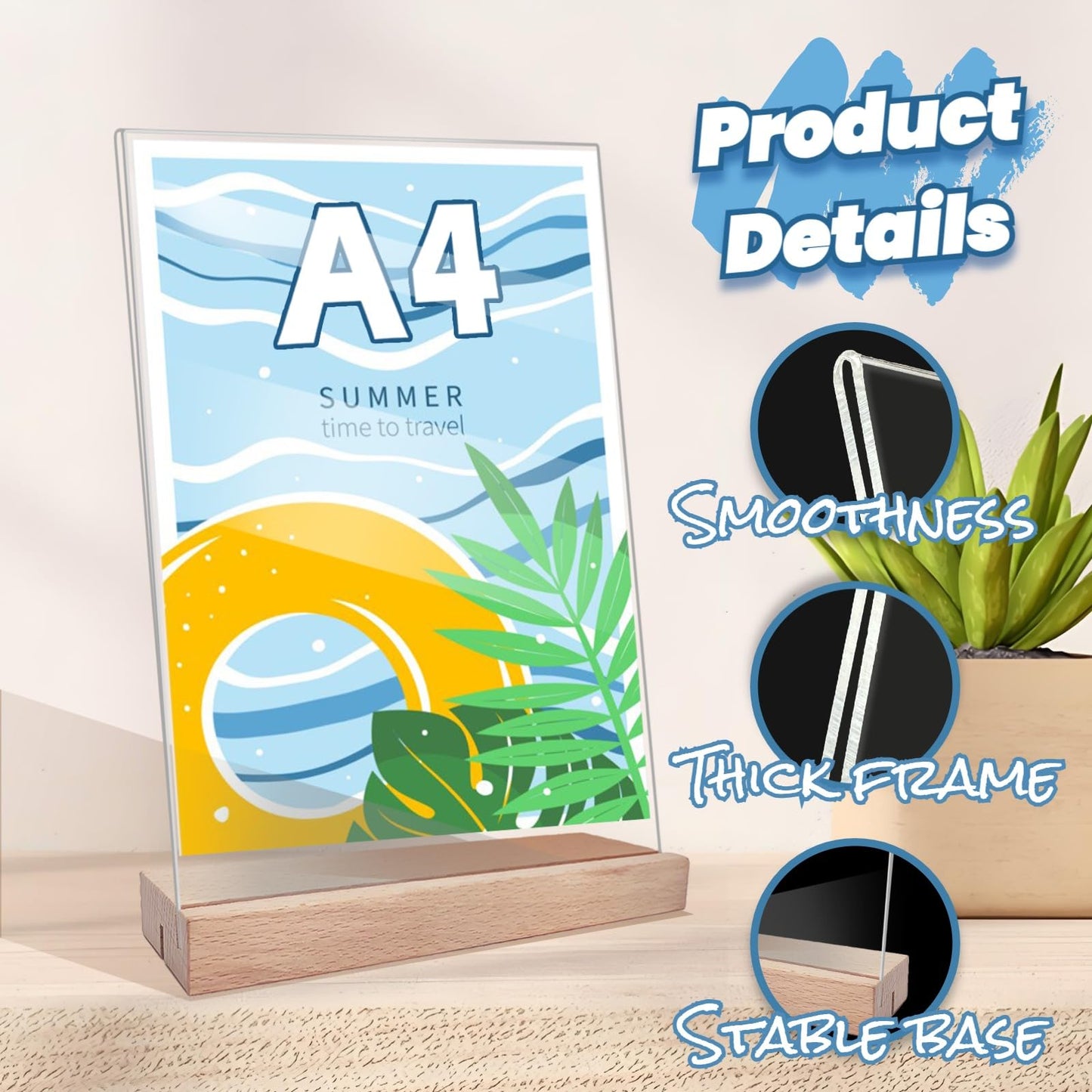 A4 Acrylic Sign Holder Wooden Base, A4 Acrylic Sign Holder Double-Sided