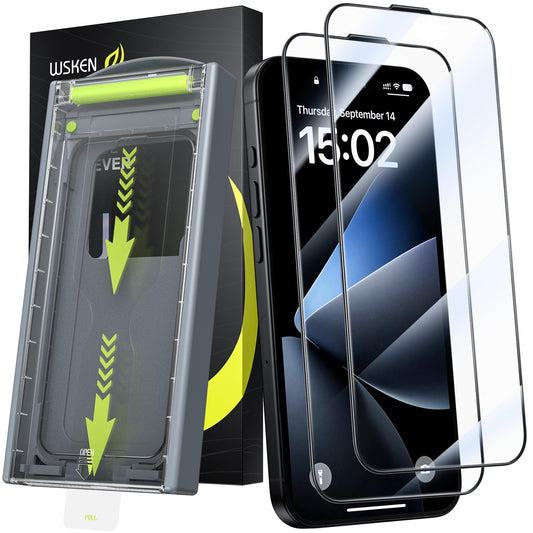 WSKEN for iPhone 16 Pro Max Screen Protector - [Top 9H+ Tempered Glass][Auto Dust-Remove][Zero Bubble] Full Coverage HD Military Grade 10X