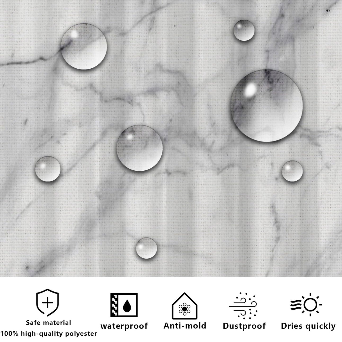 FAIRYGATE Shower Curtains for Bathroom Outdoor Shower Curtain 180x180cm Heavy Duty Weighted Mould Proof Resistant Waterproof Bath Curtain with 12