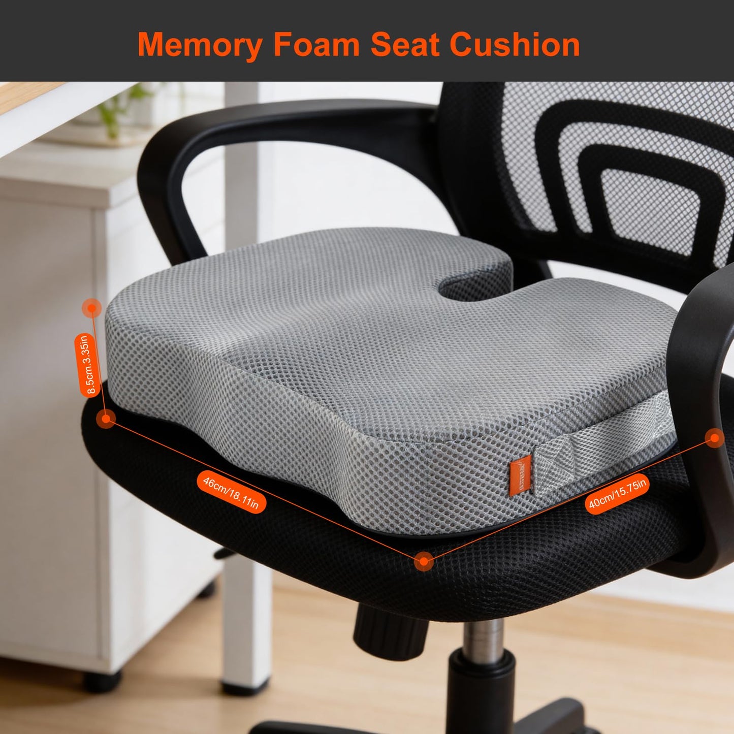 inaepeak Seat Cushion for Office Chair, Memory Foam Seat Cushion for Coccyx Tailbone Pain Relief, Seat Cushions for Office Chair/Car/Wheelchair