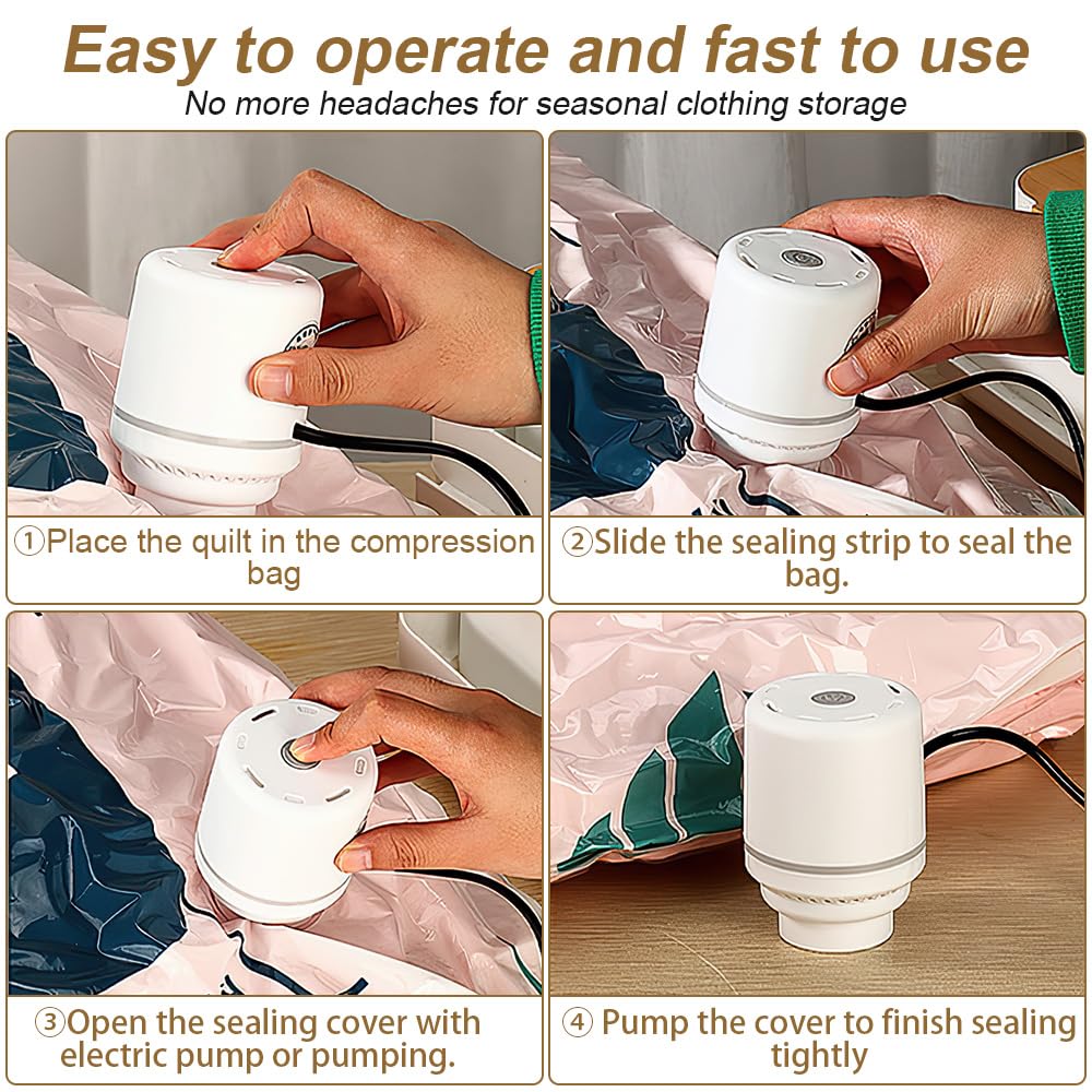 Lotvic Vacuum Bag Electric Air Pump, 3.8cm Diameter Portable Travel Vacuum Pumps for Vacuum Storage Bags, Powerful Vacuum Bags Pumps for Clothes