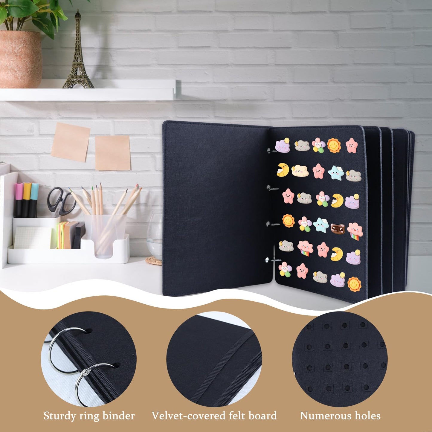 Les-Theresa 8 Pages Enamel Pin Display Pages, Pin Collection Display Book 10.2X8.4In Pin Collector Storage