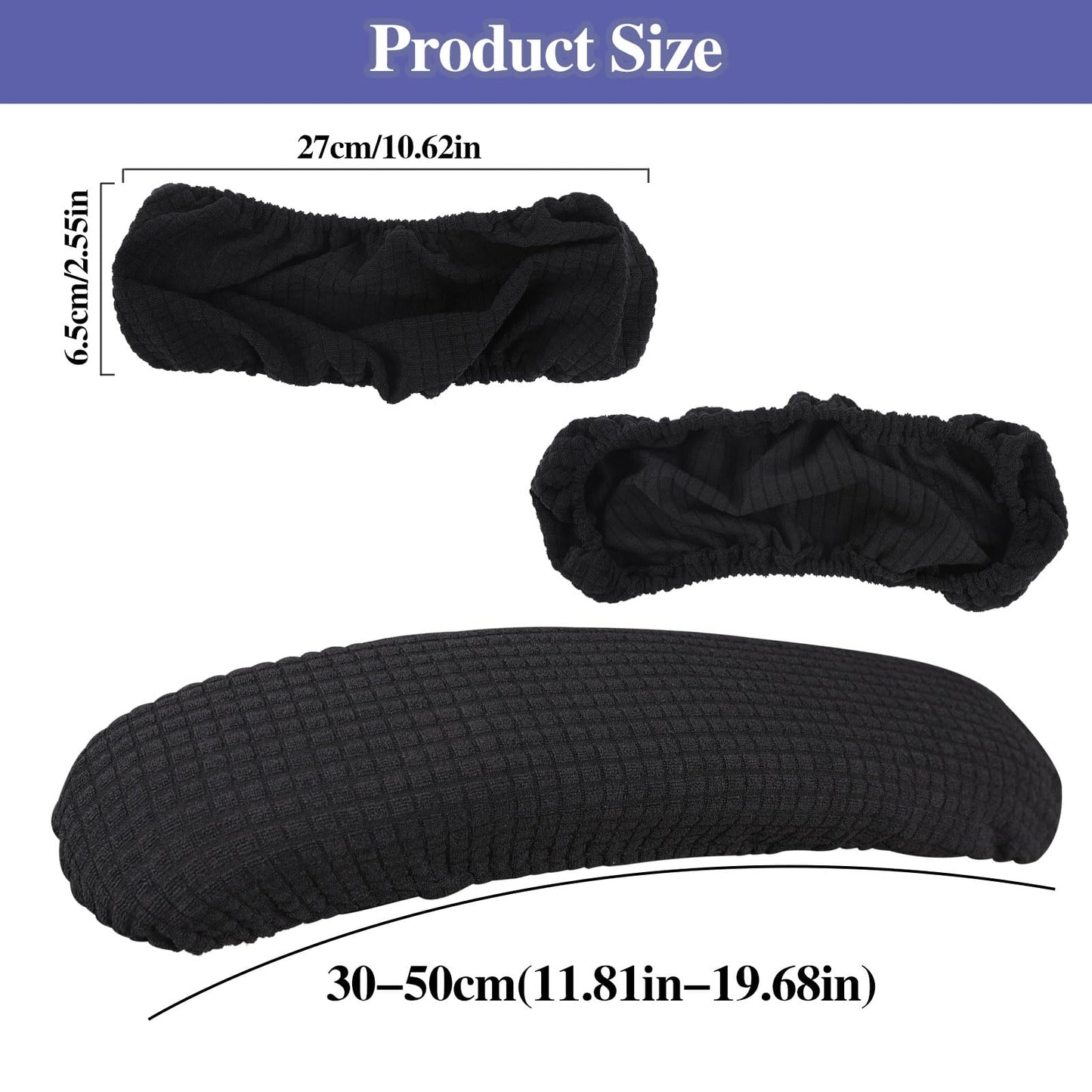 KALIONE 2Pcs Office Chair Arm Covers, Black Armrest Slipcover Pads, Elastic Computer Arm Protectors