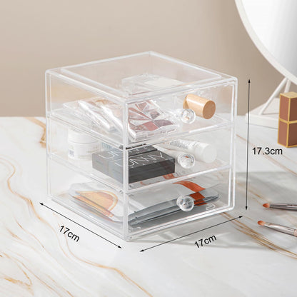 Makeup Organiser Storage Box, Acrylic Cosmetic Storage Case Jewelry Display Drawer Caddy for Sunglasses Jewelry Vanity Kitchen Cabinet Bathroom