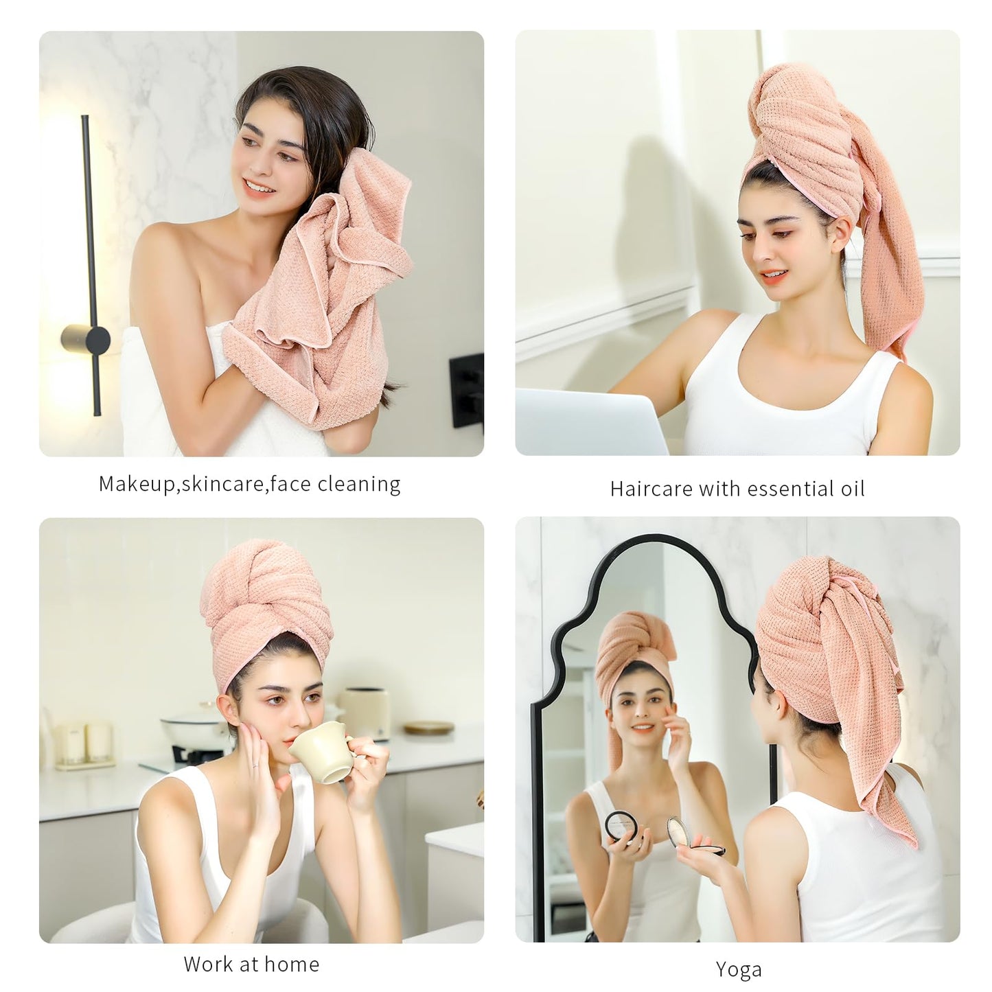 Laojbaba Microfiber Hair Quick Dry Towel Ultra Absorbent Drying Towel for All Hair Types 20X40inch Grey (1pcs)