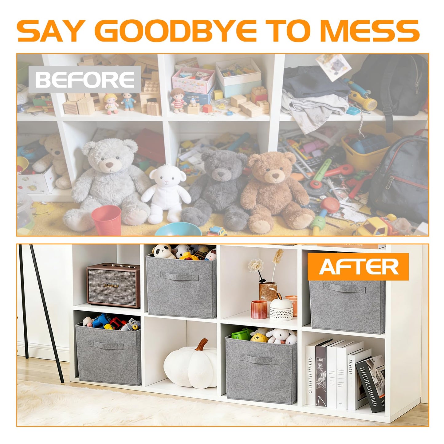 Resszo Cube Storage Boxes Set of 6, 27x27 Cubes with Handles