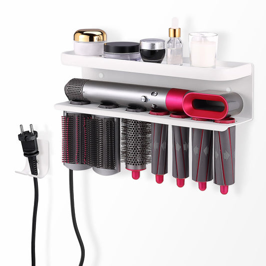 AXNSATRE Hair Dryer Holder Wall Mount for Dyson ? No Drill Storage Rack for Dyson Airwrap & Supersonic, Adhesive Organizer Stand for Dyson Airwrap