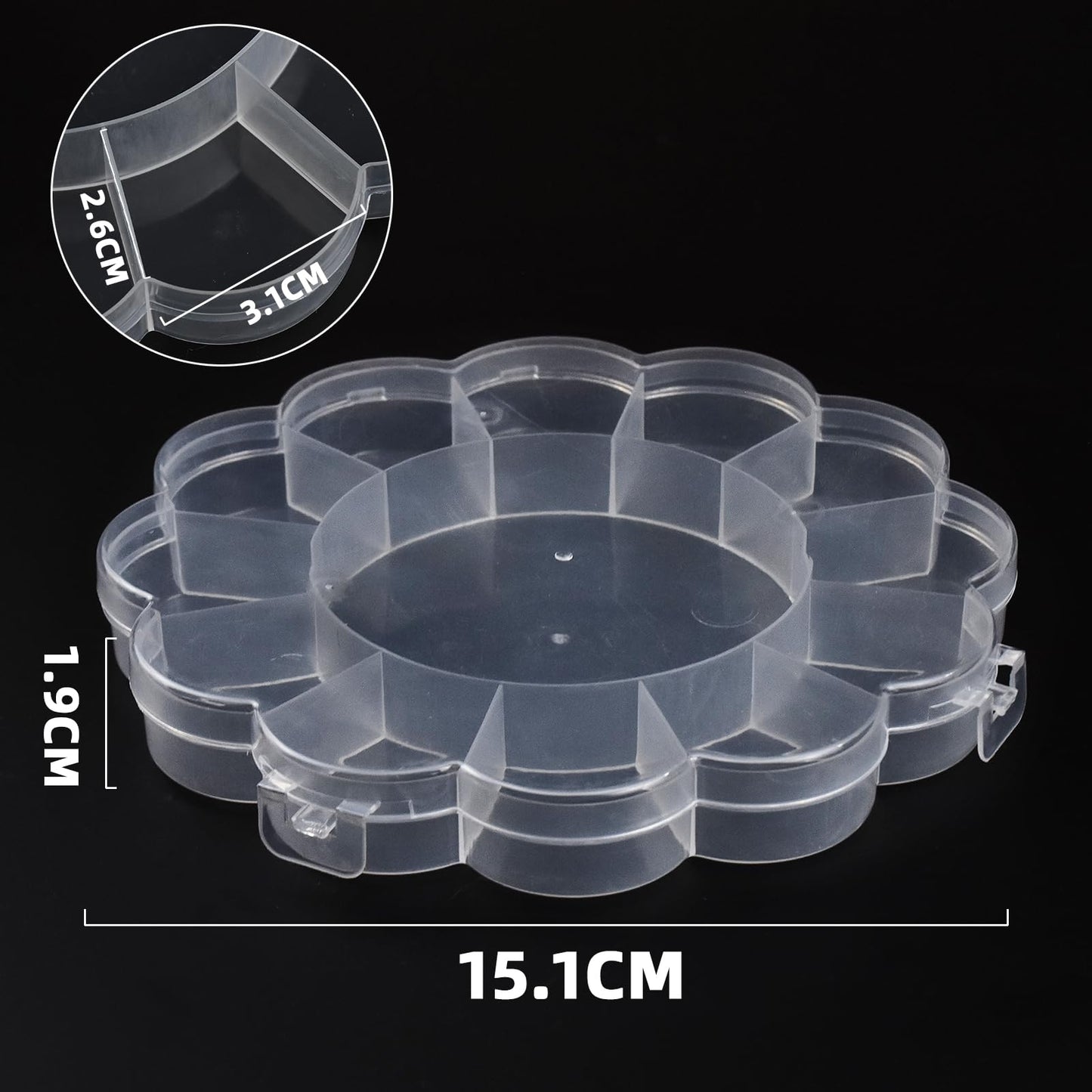 EVERMARKET 13 Grids Clear Plastic Bead Storage Containers，Floral Pattern Flip Top Jewelry Boxes Organizers for Jewelry Making and Crafts，Beads Rings