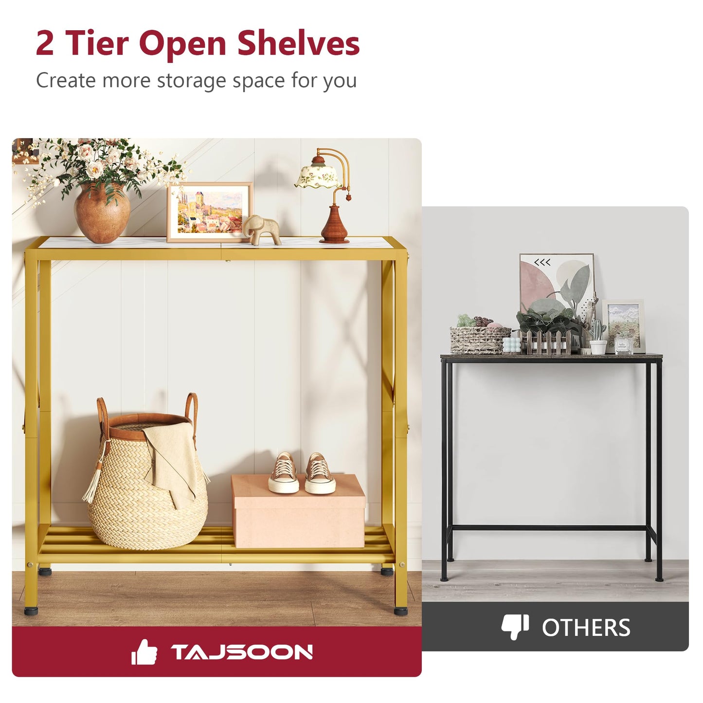 Tajsoon 28.3" Entryway Table, 2-Tier Small Consle Table for Entryway, Narrow Sofa Table with Shelves, Entrace Table for Hallway, Living Room