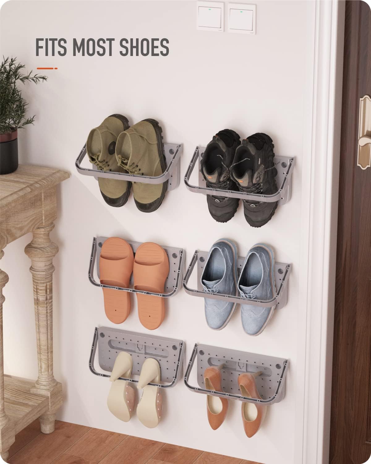 Baffect Shoe Holder Foldable Wall Mounted For Campervan (4 Pcs, Gray)