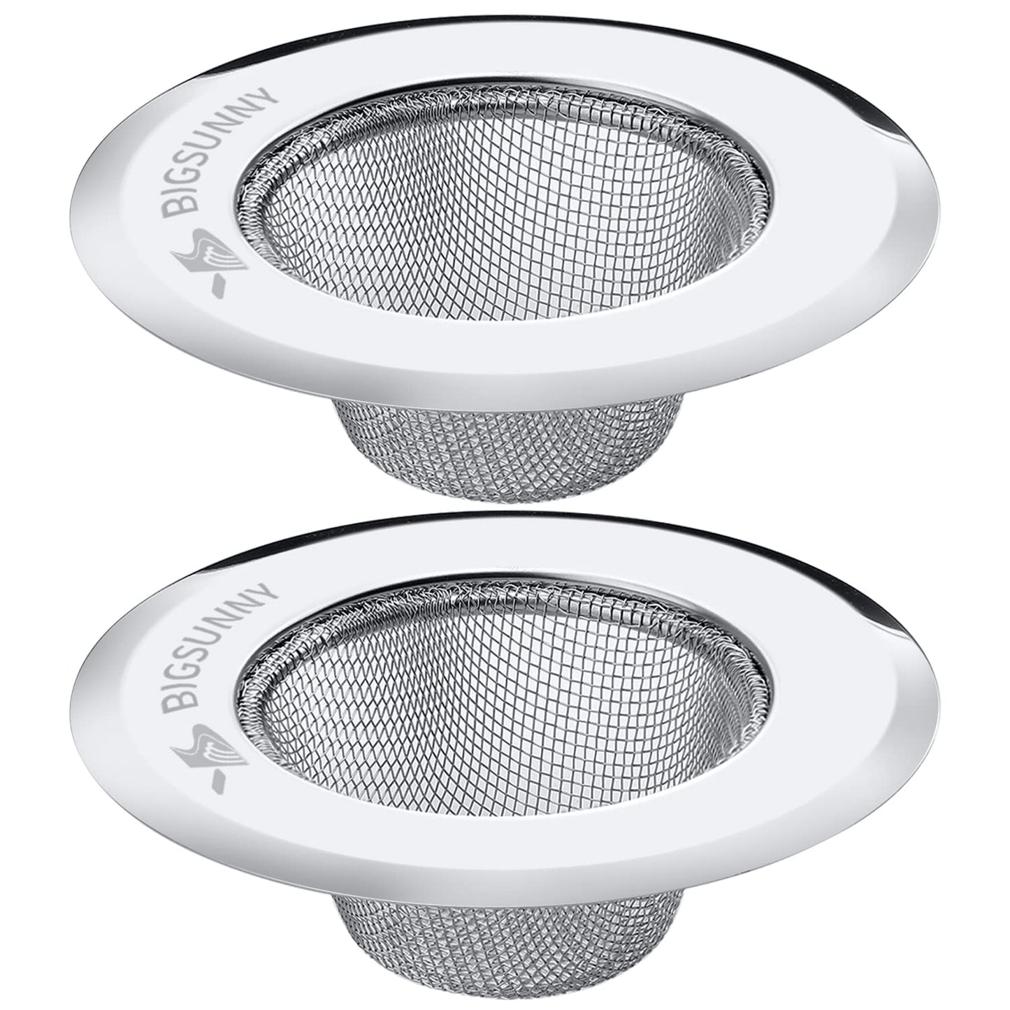 MSY BIGSUNNY Mesh Sink Strainer Set of 2, Stainless Steel Kitchen Drain Strainer with Large Wide Rim 4.5 inch Diameter