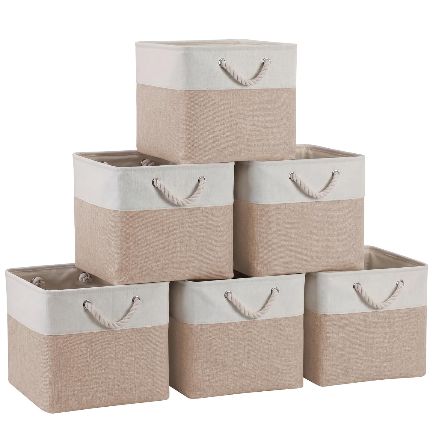 ICEMOR 33×38×33cm Foldable Storage Cubes,6-Pack Cube Storage Bins with Handles,Compatible with Kallax Shelving,Fabric Storage Boxes for