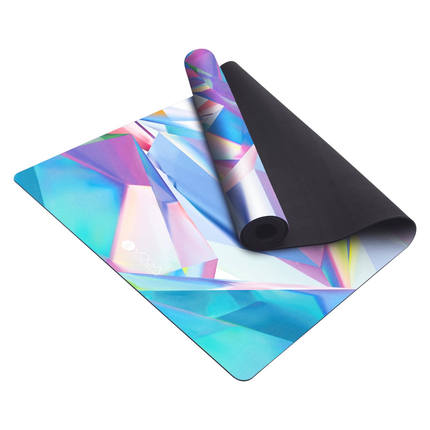 Yoga Design Lab Travel Yoga Mat 1.5 mm | Thin, Non-Slip, Foldable, Lightweight, Mat/Towel, Machine Washable | with Carry Strap (Crystal, 1.5 mm)