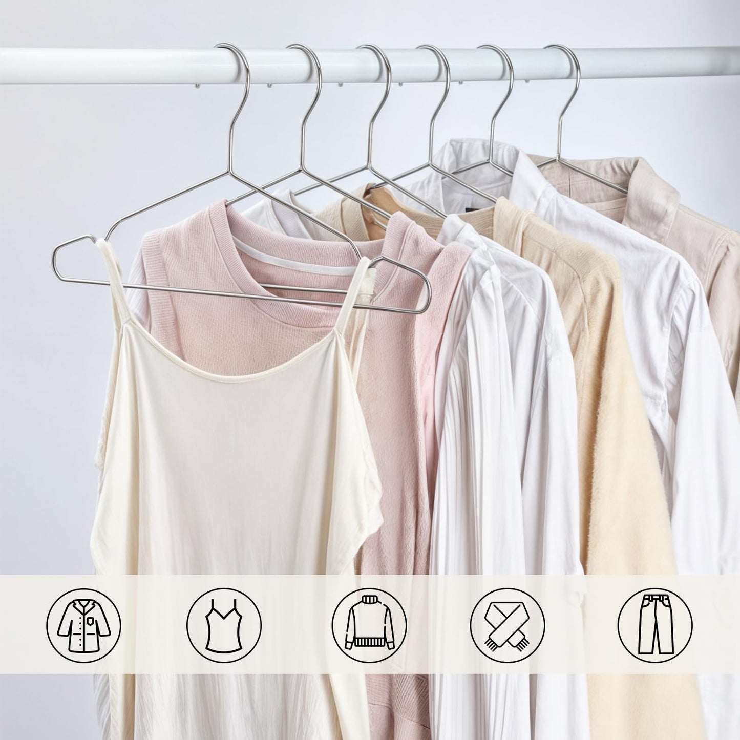 DARUITE Metal Wire Coat Hangers for Clothes, 42cm, Silver 10 Pack