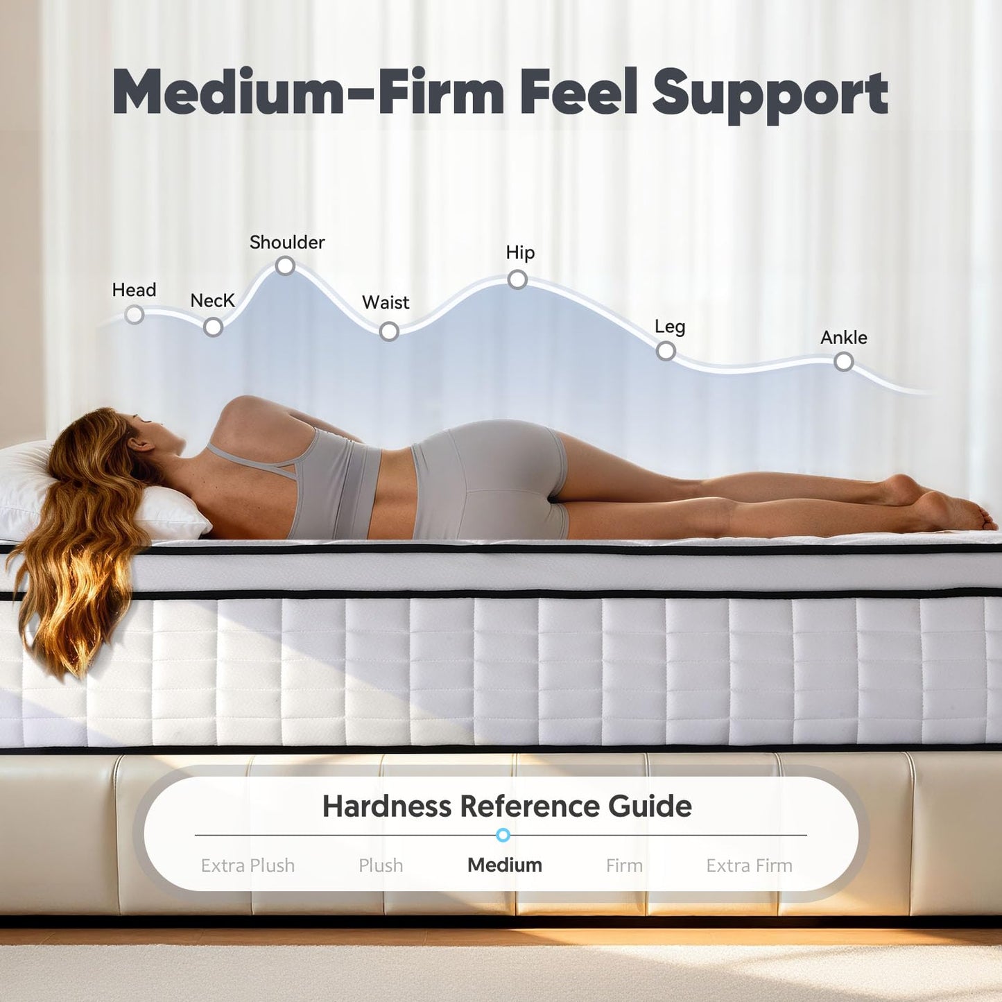 VitaMorn Single Mattress 3FT Memory Foam Pocket Sprung Orthopedic 10 inch