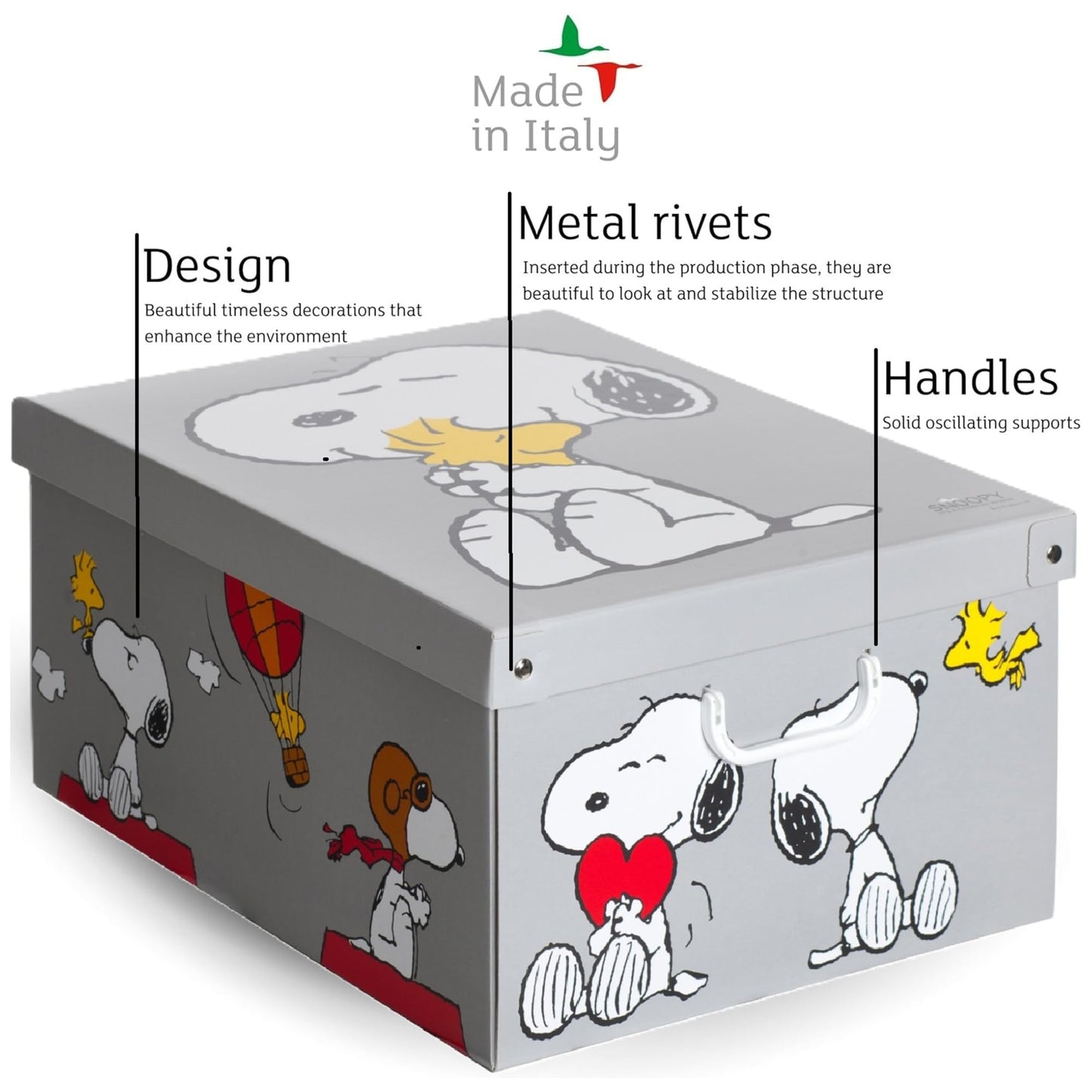 Lavatelli Set of 6 Cardboard Storage Boxes with Lid Snoopy 39x50x24cm