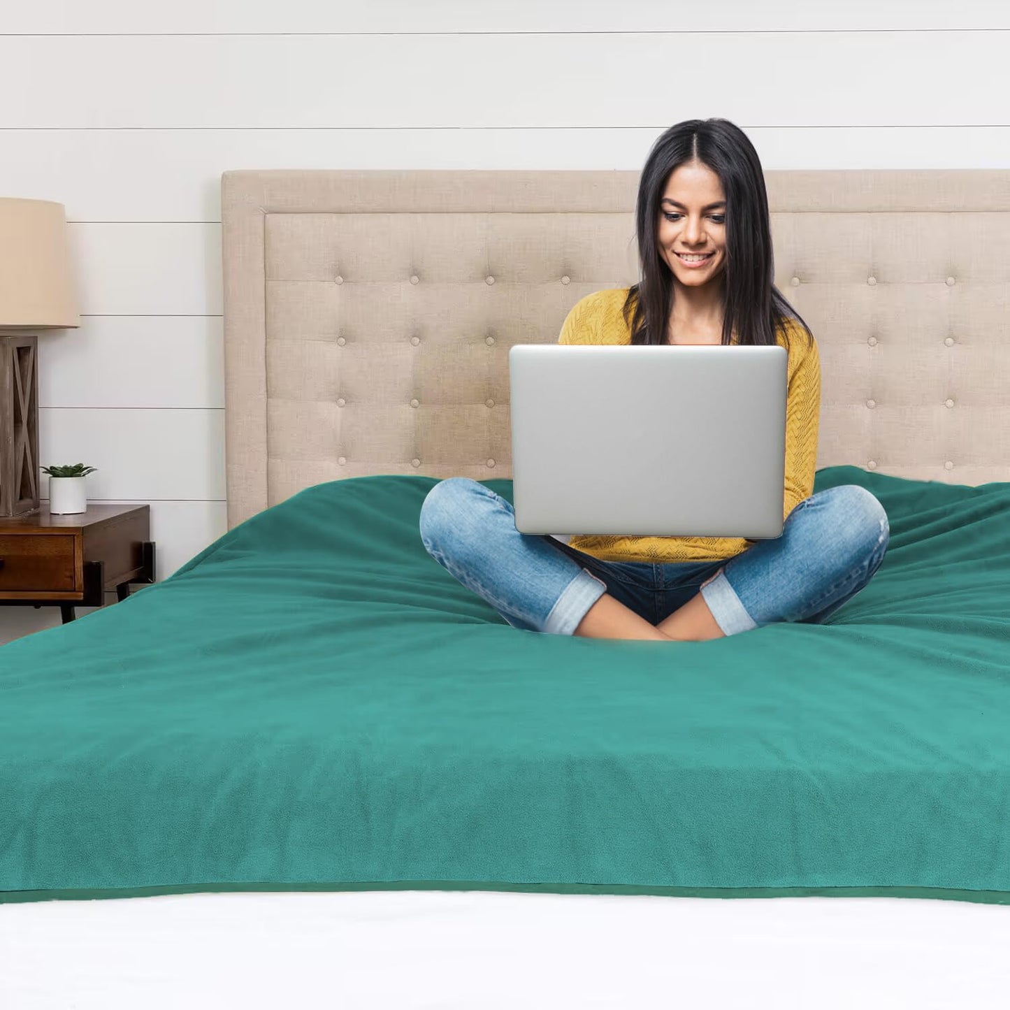 YISURE Waterproof Blanket for Adults, Waterproof Splash Love Blanket for Bed Intimacy Double, King Size 90"x80" (Green)