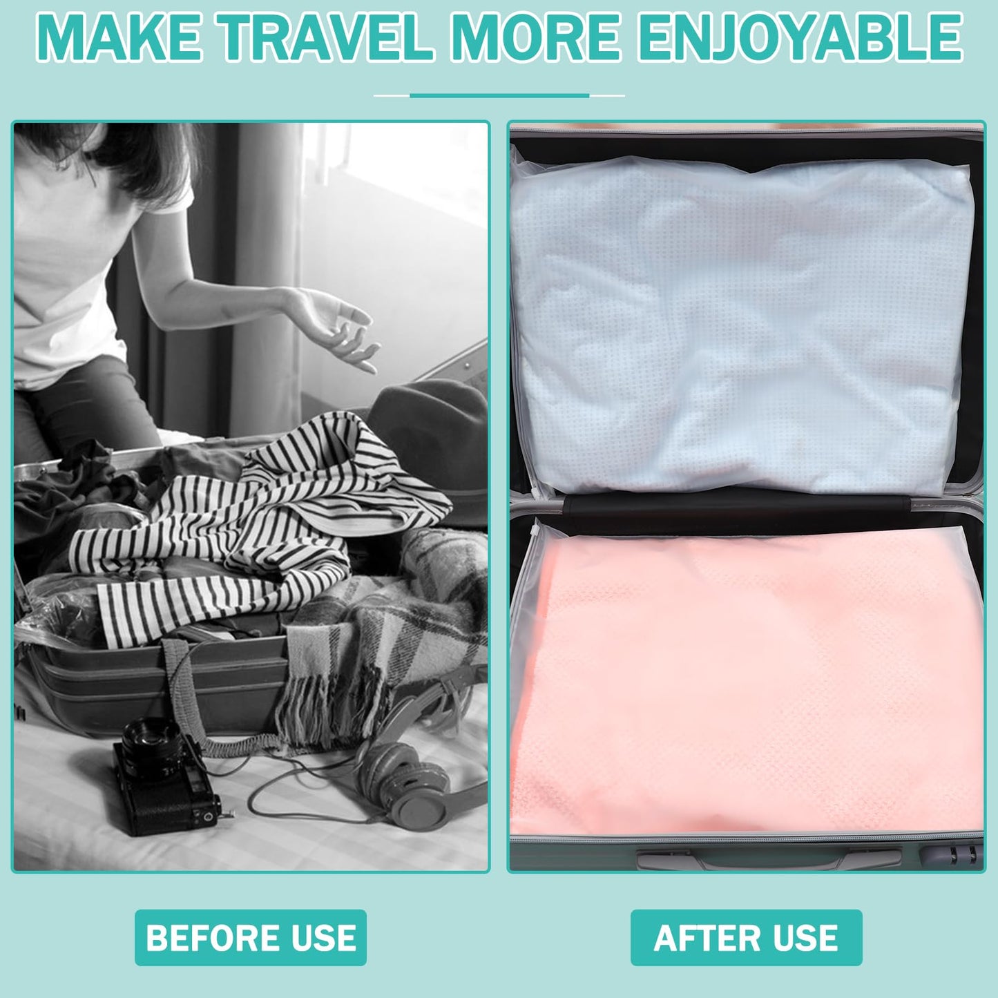 40 Pcs Clear Storage Bags, Reusable Travel Clothes Bags, 50 x 40 CM