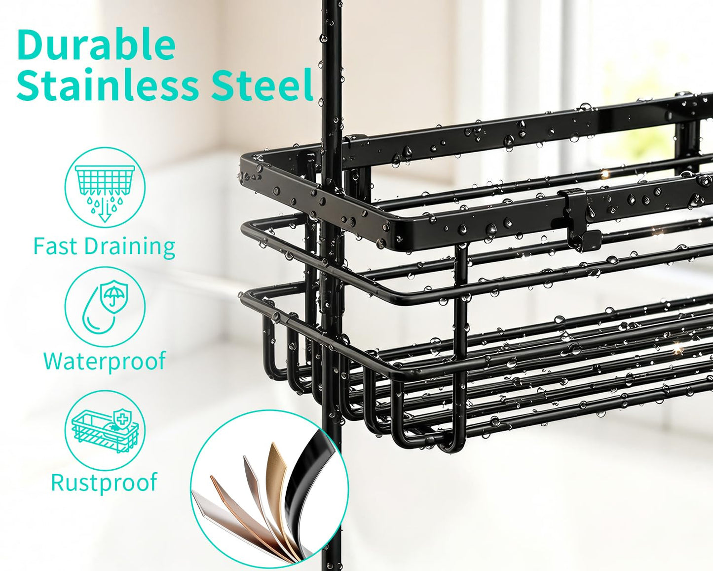 HapiRm Hanging Shower Caddy Organiser - 2 Tier Rustproof 304 Shower Storage