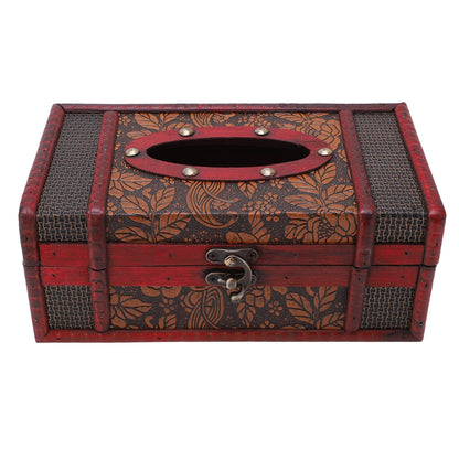 Wooden Crafted Classical Antique Book Tissue and Rectangular Wooden Tissue Box Cover,Retro Tissue Box,Novelty Napkin Paper Holder Box Cover for